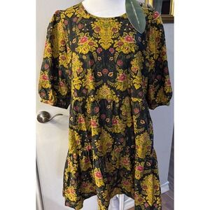 FARM Rio Floral Mini Dress - Black, Yellow, Pink